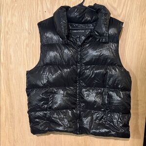 Lord & Taylor Shiny Black Puffer Vest
